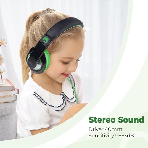 Rockpapa Kids Over-Ear Headphones – Lightweight Wired Audio Gear for School, Travel, and Home – Stylish White and Blue Design for Boys and Girls – Immersive Sound Quality with Adjustable Comfort and Durable Build for Young Audiophiles