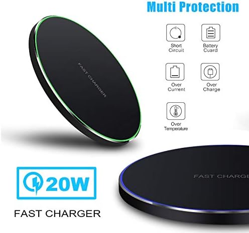 FDGAO Ultra-Compact 20 W Max Fast Wireless Charger – Effortless Qi Charging Pad for i Phone 16/15/14/13/12/SE/11/XS Max/XR, Samsung Galaxy S25/S24/Note, Air Pods, Pixel & LG G8 – Streamlined Charging Solution with Advanced Safety Features for Home or Office Use