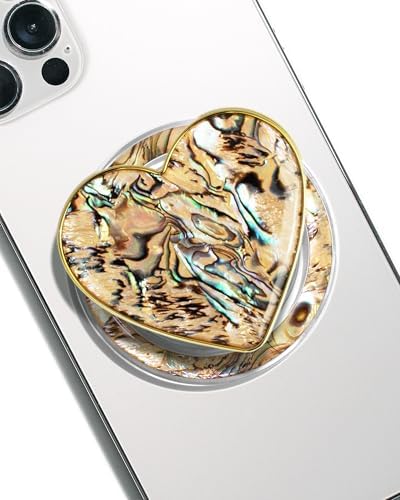 Chic Natural Seashell Heart-Shaped Phone Grip and Stand – Elegant Crème Mobile Accessory for Smartphones and Tablets – Ideal Collapsible Holder for Trendsetters Seeking Style and Functionality – Durable, Portable Design for Effortless Hands-Free Viewing