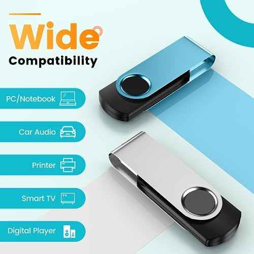 Kepmem 10-Pack 2 GB USB Flash Drives – Versatile Swivel Thumb Drives with Enhanced Compatibility, Ideal for Quick File Transfers and Backups, Assorted Colors for Personalized Style – Perfect Portable Pen Drive Solution for Students and Professionals