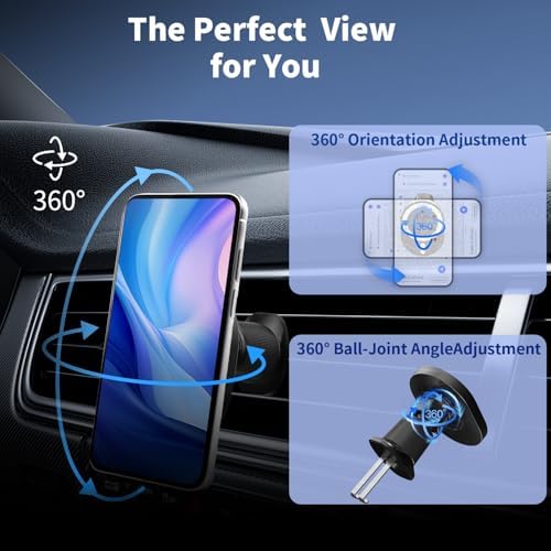 AOUXSEEM for Magsafe Car Charger Mount,15W Fast Charging,20xN55 Magnets,Car Phone Holder Wireless Car Charger Magnetic Phone Holder for iPhone 16/15/14/13/12/Pro/Plus/Max Samsung Galaxy S Series – Enhanced Compatibility and Speed
