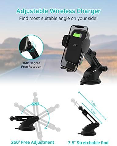 REDBEAN 15 W Qi Fast Wireless Car Charger with Auto-Clamping Holder – Effortless Phone Mount for i Phone & Samsung Devices – Versatile Dashboard, Windshield, & Air Vent Installation for Enhanced Driving Safety & Convenience