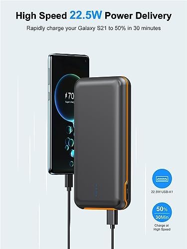 High-Capacity 30,000 m Ah Portable Charger – Rapid 22.5 W Power Bank with 4 Outputs Including PD 20 W USB-C, Ideal for i Phone, Samsung, and Pad Mini – Ultimate On-the-Go Charging Solution for All Devices