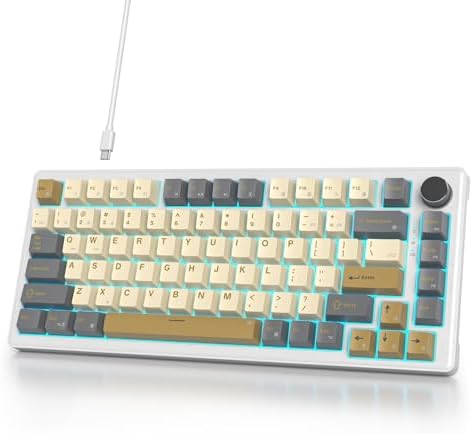 Transform Your Gaming Setup with the 75% Monster B Wired Mechanical Keyboard – 82 Keys, Gasket Mount Design, Hot-Swappable White Switches, RGB Lighting, Programmable Features for Mac/Windows – Unmatched Speed and Comfort for Gamers and Professionals