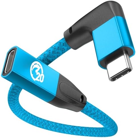 Effortlessly Enhance Your Connectivity with Use Bean 0.6 FT Right Angle USB C Extension Cable 2-Pack – 90-Degree Gen2 20 Gbps Fast Data Transfer for i Phone 16/15, Mac Book, i Pad Pro/Air, Galaxy S25/S24 – Perfect for Tight Spaces and Seamless Charging Solutions