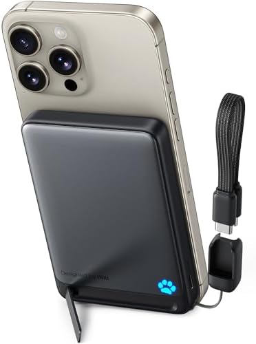 Ultra-Slim 10,000 m Ah Magnetic Power Bank for i Phone 16-12 – INIU Qi2 Certified 45 W Fast Charger with Integrated Kickstand & Lanyard USB-C Cable – Rapid 15 W Wireless & 45 W Wired Charging, Compact Design for Seamless Portability – Industry-Leading 3-Year Care Included