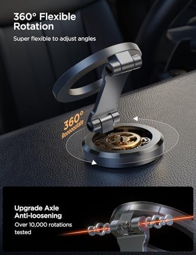 JOYROOM i Phone 16/16 Pro Max Mag Safe Car Mount – All Metal Magnetic Holder with 360° Adjustment & N55 Strong Magnets for Secure, Hands-Free Navigation – Compatible with i Phone 12/13/14/15 & Mag Safe Cases in Sleek Space Gray – Ultimate Driving Convenience and Safety