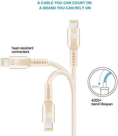 LAX MFi Certified Lightning Cable for i Phone & i Pad – 6 ft Durable Braided USB Cord with Fast Charging Capability for Enhanced Performance and Compatibility Across All Devices