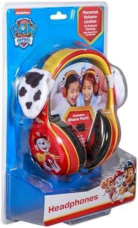 Paw Patrol Marshall Kids Wired Headphones – Safe Volume Limiting Earphones for Young Listeners, Perfect for School, Home, and Travel – Comfort-Driven Design with Adjustable Headband and Plush Ear Cushions for Extended Use