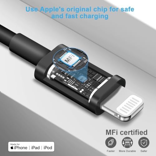 10 Ft i Phone Fast Charger 2-Pack – 20 W Super Fast Charging Cables for i Phone 14/13/12/11 Pro Max, Plus, Mini, and i Pad – Enhanced Durability, Flexibility, and Rapid Power Delivery for Ultimate Convenience