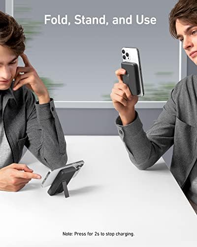 Anker 633 Magnetic Power Bank: 10,000 m Ah Foldable Wireless Charger with 20 W USB-C Fast Charging and Built-in Stand, Mag Safe-Compatible for i Phone 16/15/14/13/12 Series – Ultimate Portability and Efficiency for On-the-Go Charging