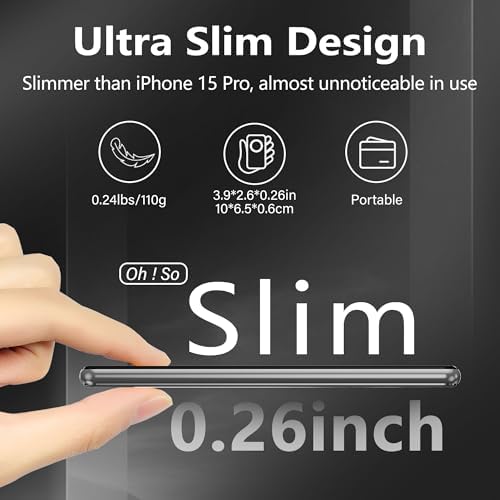 LUCKYDUO Ultra-Slim 0.26” Magnetic Wireless Power Bank – 5000 m Ah Fast Charging Battery Pack for i Phone 12/13/14/15/16 – Lightweight, Portable & Stylish Black Design for On-the-Go Charging – Seamless Magnetic Attachment & PD 20 W USB-C Compatibility – Your Essential Travel Companion for Effortless Power