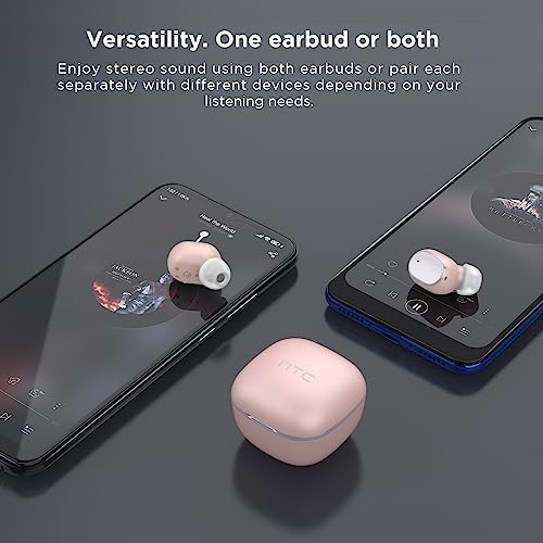 HTC True Wireless Earbuds 2 – Bluetooth 5.1 Technology, 32-Hour Playtime, Sweatproof Design, USB-C Charging Case, Built-in Microphone, Touch Control – Premium Sound Experience in Sleek White