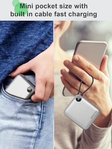 Compact 10,000 m Ah Power Bank with Integrated Charging Cable – 20 W PD Fast Charger for i Phone, Samsung, Google, Lenovo – Ultimate Travel-Ready Mini Portable Power Solution for On-the-Go Charging Needs