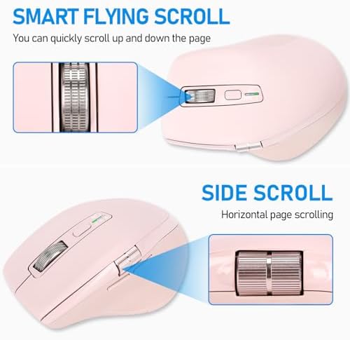 Elevate Your Workspace with the Chic Pink Wireless Bluetooth Side Scroll Mouse – Ergonomic Multi-Device Compatibility, Silent Click Technology, and Smart Flying Scroll for Effortless Navigation on Laptops, i Pads, and Mac Books – Perfect for Comfort and Style Seekers!