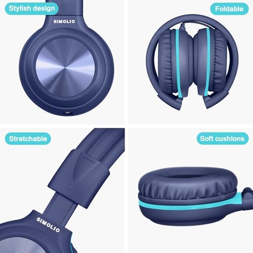 SIMOLIO 2-Pack Foldable Wired Headphones with Volume Limiter – Lightweight & Comfortable 3.5 mm Audio Solution for Kids and Adults – Perfect for Travel, Home, Office, Music, Gaming, and Calls – Exceptional Sound Quality and Durability