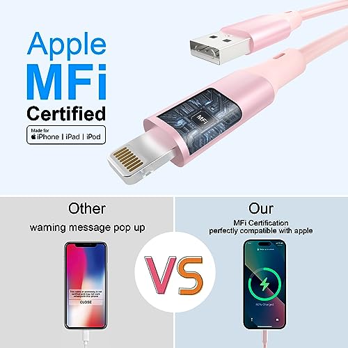 Revolutionize Your Charging Experience with the MFi Certified Pink Coiled i Phone Lightning Cable – 3 FT USB C to Lightning Car Charger for Fast Data Sync and Enhanced Compatibility with i Phone 14, 13, 12, 11 Pro Max, Mini, SE, XS, XR, X, 8, 7, 6, 5 – Tangle-Free and Stylish Accessory for On-the-Go Connectivity