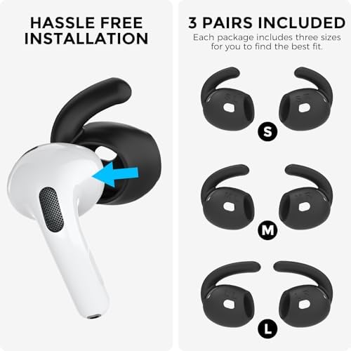 Aha Style Silicone Ear Hooks for Air Pods Pro – 3 Pairs of Anti-Slip Covers with Storage Pouch – Premium Earbud Accessories for Enhanced Comfort and Stability During Activities – Durable, Custom Fit Compatible with Apple Air Pods Pro (White)