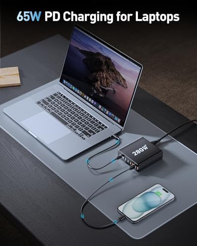 Revolutionize Your Charging Routine with the 280 W Ga N USB-C 8-Port Fast Charging Station – Power Up Laptops, Smartphones & More with PD 65 W Compatibility for Mac Book Pro/Air and Dell – Compact & Lightweight Design Perfect for Home, Office, and Travel – Universal Fast Charger for i Phone, Samsung Galaxy & All USB-C Devices