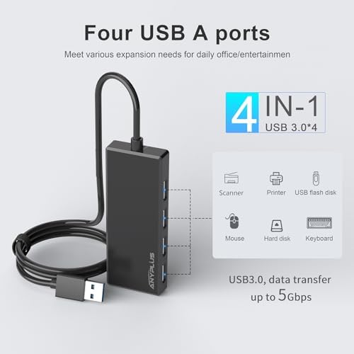 Unlock Seamless Device Connectivity with Our Compact 2 ft USB 3.0 Hub & Multiport Splitter – High-Speed Adapter for Laptops, PCs, i Macs & More – Effortlessly Connect Multiple Devices for Enhanced Productivity on the Go!