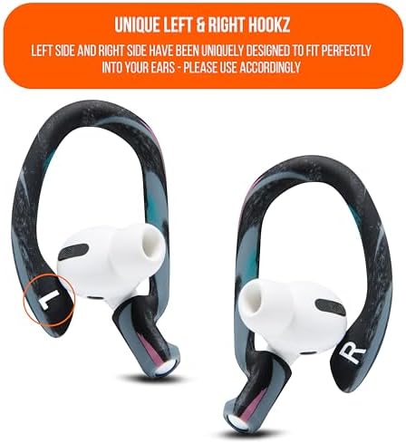 Patented WC Hook Z – Upgraded Over-Ear Hooks for Air Pods Pro 1, 2 & Air Pods 1, 2, 3 | Secure Fit Earbud Accessories with Unique Left & Right Design | Two Size Pairs Included | Winter White | Premium Quality by Wicked Cushions for Maximum Comfort and Stability