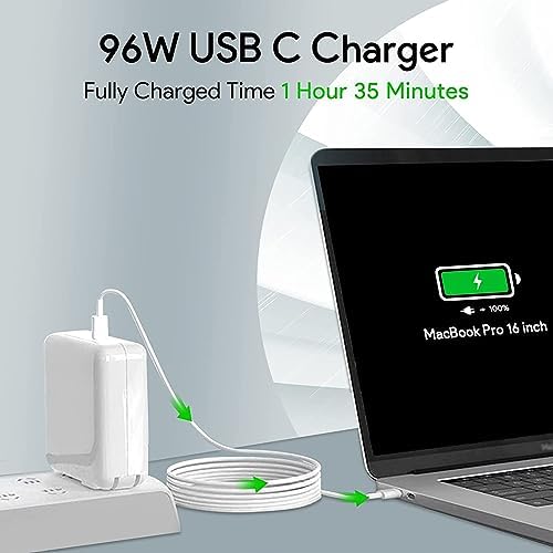 Ultra-Fast 96 W USB-C Charger for Mac Book Pro & Air – Versatile Charging Solution for i Pad Pro, Samsung Galaxy, and All Type-C Devices with 6.6 ft Cable – Superior Compatibility and Lightning Speed Performance