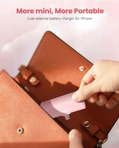 Ultra-Compact Pink 4800 m Ah Power Bank – Sleek Mini Battery Charger with 15 W Fast Charging for i Phone 14/13/12/11/8 & i Pad Air/Mini/Pro – Stylish Portable Charger for Travel & Everyday Use – Enhanced Compatibility for Air Pods Pro I/II