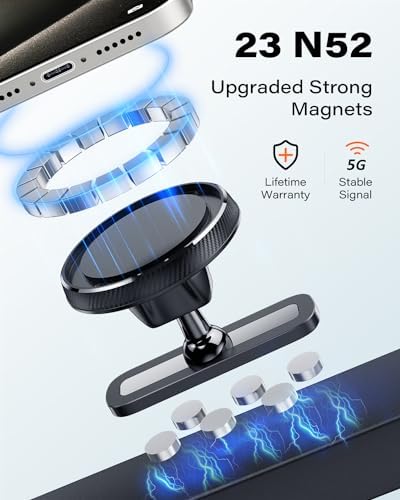 APPS2 Adjustable Magnetic Phone Holder – Dual Mount with Durable Alloy Base for Gym and Automotive Use – Perfect for Mag Safe i Phone 12-16 Series – Secure, Hands-Free Navigation and Workout Companion with Optimal Viewing Angles