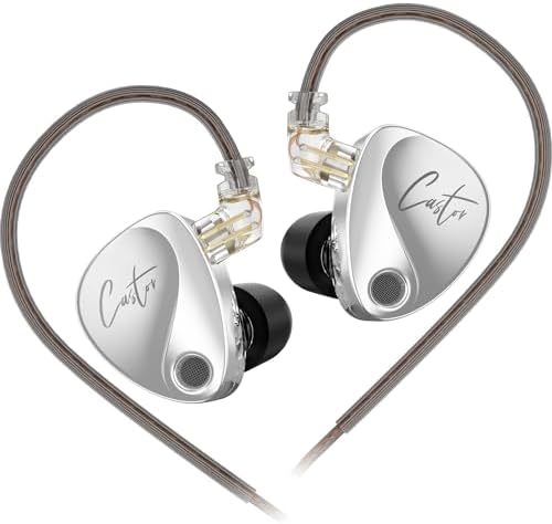 KZ Castor Hi Fi Dual Dynamic Driver Earbuds – Ergonomic In-Ear Headphones with Tunable Sound Profile, 0.75 mm Detachable Cable, Premium Silver Design for Enhanced Audio Quality and Comfort, Perfect for Music Lovers and Professionals