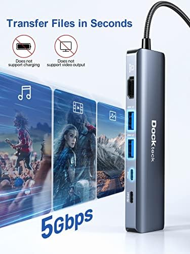 Revolutionize Your Workspace with the dockteck 5-in-1 USB-C Hub Multiport Adapter – 4 K HDMI, Dual SD/TF Card Slots, and 2 High-Speed USB 3.0 Ports for Mac Book Pro, Air, i Pad Pro, and XPS – Unmatched Versatility and Rapid File Transfers