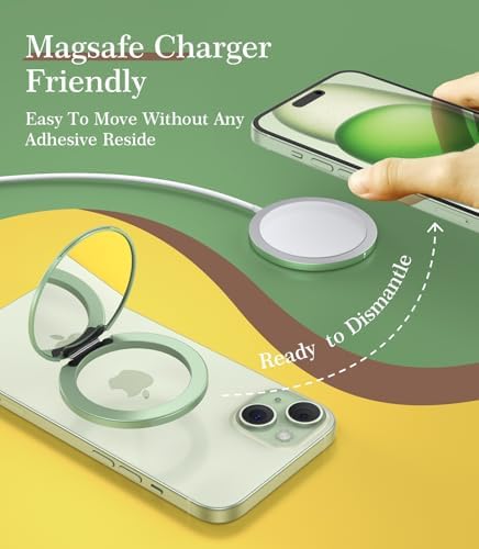 Cell Phone Stand Compatible with Magsafe Mirror Mount [Anti-Scratch & Portable] Girls Women Magnetic Travel Makeup Mirror Desk Fits for iPhone 16/15/14/13/12 Plus Pro Max (Green) – Enhanced Compatibility and Speed