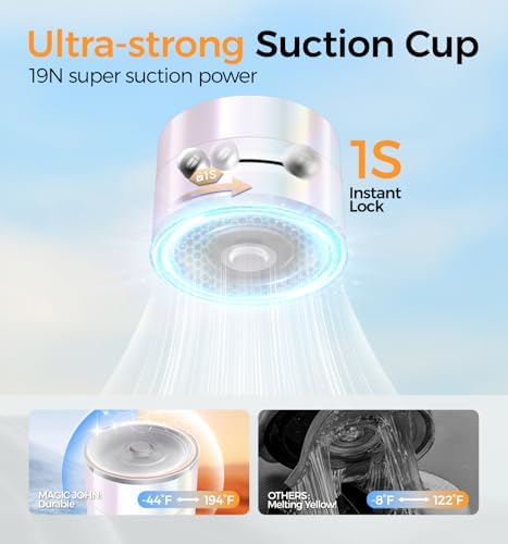 MAGIC JOHN Ultra Magnetic Car Phone Holder – 360° Rotatable Dashboard Mount for All Smartphones, Foldable Design, Strong Vacuum Grip for Secure Use, Sleek Black Finish, Effortless Installation, Ideal Hands-Free Navigation and Connectivity