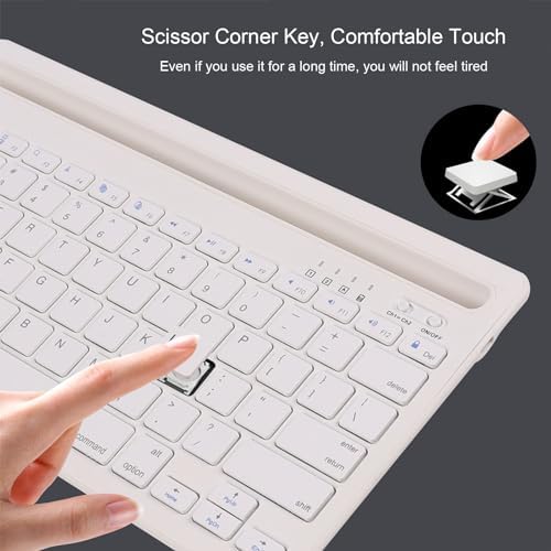 Elevate Your Typing Experience with the CHUYI Wireless Bluetooth Keyboard – Slim, Portable, and Multi-Device Compatible for i Pad, Tablet, and PC – Rechargeable with Quiet Keys and Integrated Stand Slot for Effortless Productivity