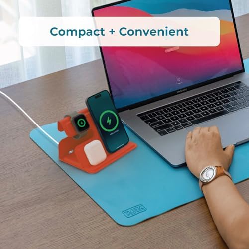 BLACK+DECKER 3-in-1 Wireless Charging Station for Apple Devices – Foldable Travel Charger Compatible with i Phone 16/15/14/13 Pro Max, Apple Watch, and Air Pods – Fast Charging, Enhanced Compatibility, Ideal for On-the-Go Users
