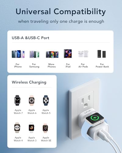 VRURC Portable Wireless Magnetic Charger for Apple Watch – 3-in-1 Travel Essential with PD 20 W Fast Charging, Compatible with i Phone 16/15/14/13 & Android Devices – Lightweight Design in Stylish Purple for Ultimate Convenience