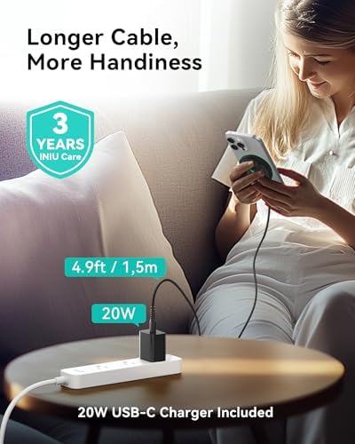 INIU Qi2 Certified Magnetic Wireless Charging Pad with Cooling Fan – 15 W Fast Charger for i Phone 16/15/14/13/12 Series & Air Pods – Sleek Design with Adapter Included for Ultimate Convenience and Efficiency