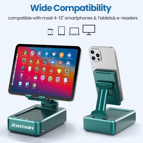 Transform Your Multimedia Experience with the JTEMAN Adjustable Tablet Stand Featuring Bluetooth Speakers – Versatile Kitchen Gadget and Perfect Gift for Him or Her – Wireless Charging Station for Phones and Tablets, Enhanced Compatibility for All Devices