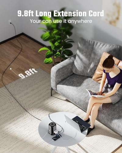 Maximize Your Charging Efficiency with the SUPERDANNY Power Strip Tower Surge Protector – 9 Outlets & 4 USB Ports, 10 Ft Extension Cord, 1080 Joules Surge Protection, Grounded Safety Design for Home and Office Use – Stylish Black Desktop Charging Station for Clutter-Free Solutions