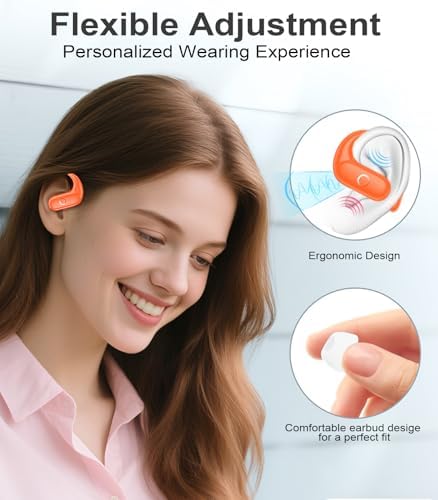 MOZOTER Wireless Sport Earbuds: Stylish Bluetooth Headphones with Enhanced Deep Bass, Secure Earhooks for Active Comfort, and Unmatched 60-Hour Battery Life – Ideal for Fitness, Meetings, and Everyday Use
