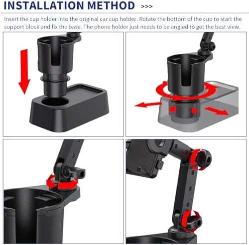 Versatile Universal Mobile Phone Cup Holder Mount – Shockproof Automotive Beverage Holder for Cars, Trucks, and SUVs – Adjustable Non-Slip Design for Effortless Hands-Free Navigation and Hydration – Sleek Black Finish Enhancing Vehicle Style and Functionality