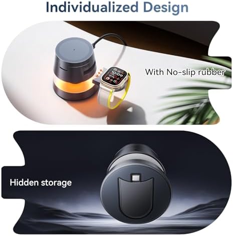 Effortless Charging Revolution: 4-in-1 Mag-safe Wireless Charger with 15 W Fast Charging for i Phone 16/16 Plus/16 Pro Max/15/14/13/SE, Apple Watch Ultra, and Air Pods Pro 2 – Sleek Design with Integrated Night Lamp for Streamlined Device Management