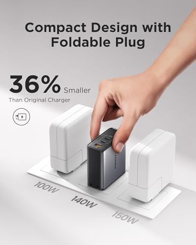 PISEN 140 W Ga N USB-C Fast Charger – High-Efficiency 3-Port Power Adapter with PD3.1 Technology, Foldable Design & 6 FT Type-C Cable for Rapid Charging of Mac Book, Laptops, i Phone & Samsung Devices – Ultimate Charging Solution for Professionals and Travelers