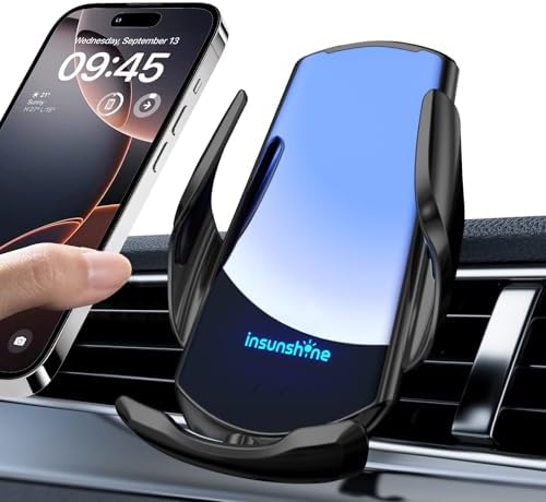 15 W Fast Wireless Car Charger with Auto-Clamping Phone Holder – Qi-Certified Mount for i Phone 16, 15, 14, 13, 12 Pro Max, Samsung Galaxy S24, S23, S22, S21, Note20 – Sleek 5-Golden Design for Ultimate Compatibility and Safety