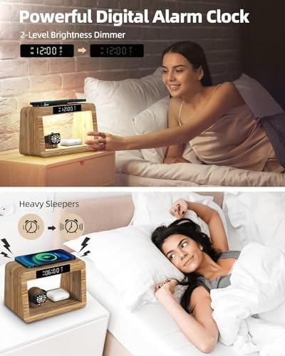 Eco-Friendly 3-in-1 Bamboo Wireless Charging Hub with Night Light – Fast Mag-Safe Charger for i Phone 16/15/14/13/12 Pro Max/X/Xs Max/8, Compatible with Air Pods Pro & Apple Watch – Stylish Solution for Tangle-Free Charging and Enhanced Nighttime Convenience