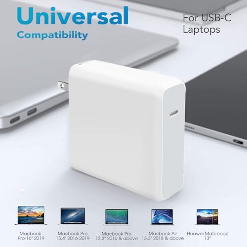 Ultra-Fast 96 W USB-C Charger for Mac Book Pro and Air (2021-2025) with 6.6 ft Thunderbolt 3 Cable – Optimized for Rapid Charging, Enhanced Compatibility, and Safety Features, Ideal for All USB-C Devices – Experience 50% Charge in 30 Minutes!