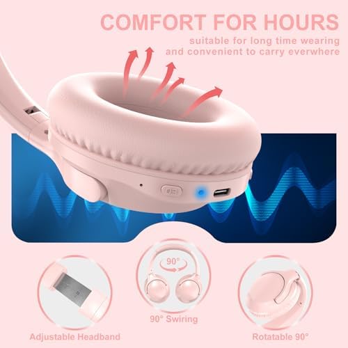 MIDOLA Hi-Fi Bluetooth Over-Ear Headphones – 68-Hour Playtime, Foldable Design for Ultimate Portability, Deep Bass with 6 Custom EQ Modes, Integrated Microphone for Crystal Clear Calls – Perfect for Travel and Home Office Use