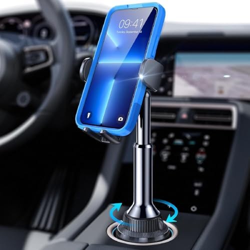 LISEN Enhanced Stability Cup Phone Holder for Car – 360° Rotatable Mount for Safe Hands-Free Navigation in Trucks, Jeeps & More – Compatible with i Phone 16/15/14/13 Pro Max & Samsung S25 – No Shake Design for 4-7” Devices – Ideal Automobile Accessory for Every Driver