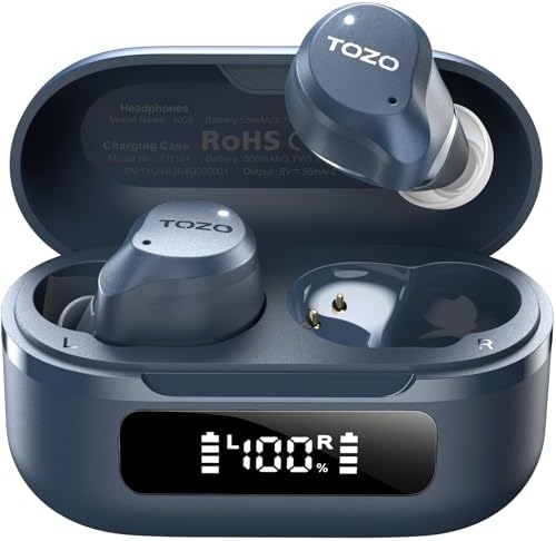 TOZO Premium Hybrid Active Noise Cancelling Wireless Earbuds – Advanced Bluetooth 5.3 Technology with 59-Hour Playtime, 6-Microphone Clarity for Crystal-Clear Calls, IPX8 Waterproof for Ultimate Durability, App-Controlled Customizable 32 EQ Settings for Personalized Audio Experience – Ideal for Active Lifestyles and Audiophiles Seeking Exceptional Sound Quality