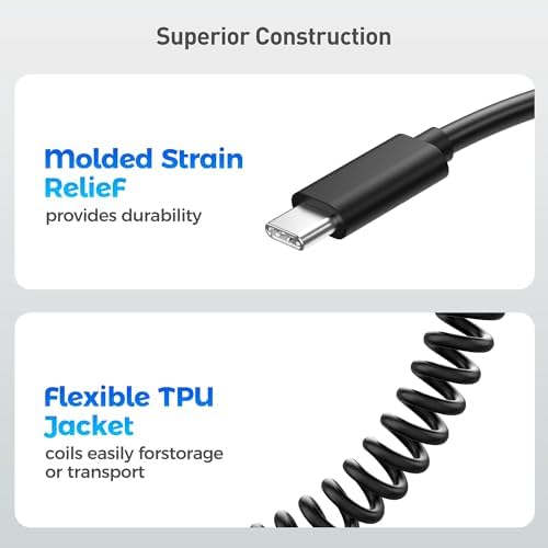 Cable Matters 2-Pack USB to USB C Coiled Cable with 3A/15W Fast Charging 1-4ft, Support Apple CarPlay, Android Auto, Coiled USB-A to USB-C Cable, for iPhone 16/15 Pro Max Plus, Galaxy S23, iPad – Enhanced Compatibility and Speed