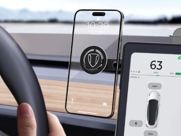 Experience Unmatched Convenience with the Topfit Tesla Wireless Charging Phone Mount – Magnetic Holder for Model Y (Juniper) & Model 3 (Highland), Perfectly Engineered for Seamless Smartphone Access and Rapid Charging. Elevate Your Drive with Effortless Installation and a Sleek Design That Complements Your Tesla’s Aesthetic While Ensuring a Secure Grip on Your Device. Enjoy Hands-Free Navigation and Calls, Enhanced Safety, and Eliminate Cord Clutter with this Durable, High-Quality Accessory. Ideal for Tech-Savvy Tesla Owners Seeking Functionality and Style in One Innovative Solution.